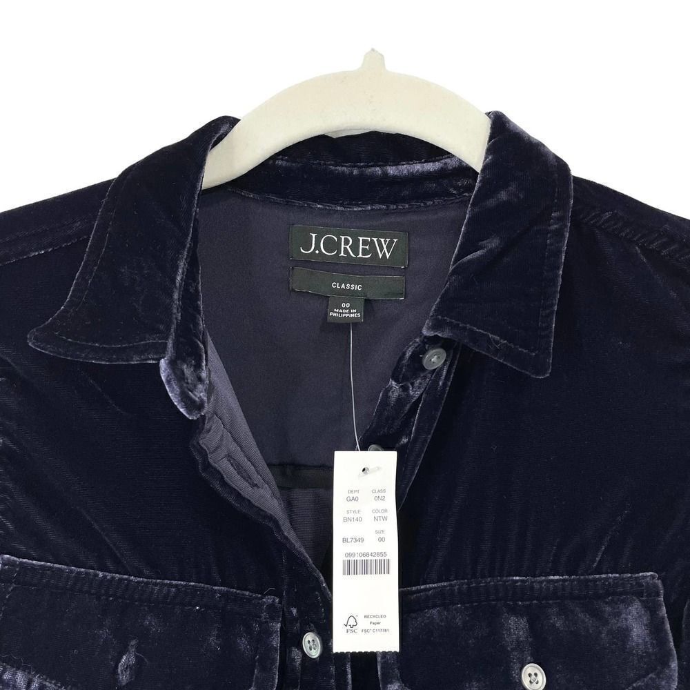 NEW J.‎ Crew Classic-fit velvet button down shirt Size 00  BN140  dark purple - Picture 7 of 9